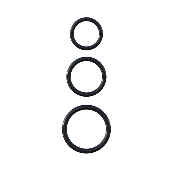 Pipedream Silicone 3 Ring Stamina Set Black - Zestaw elastycznych pierścieni na penisa