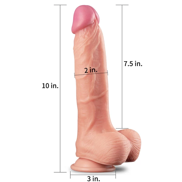 Lovetoy 10' Dual Layer Platinum Silicone Cock - Dildo klasyczne na przyssawce