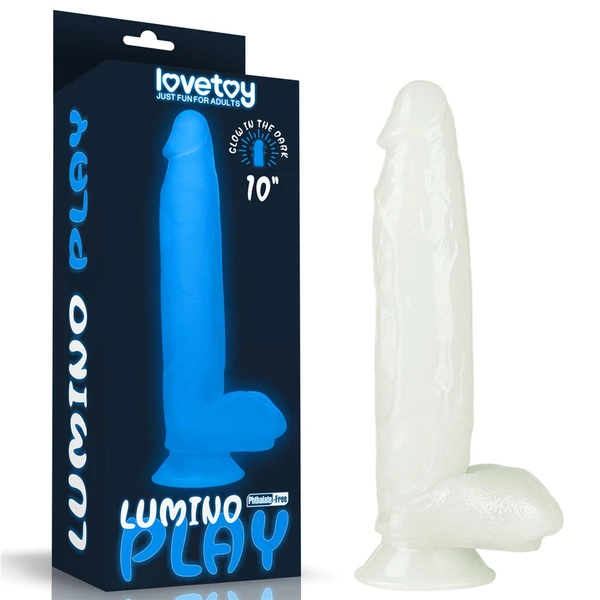 Lovetoy 10' Lumino Play Dildo - Dildo klasyczne na przyssawce świecące w ciemności
