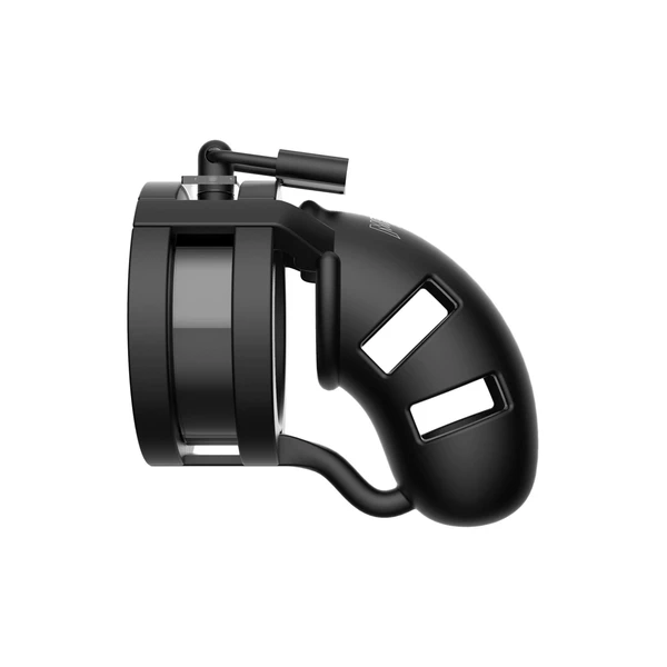 ManCage Model 18 Chastity 3.5' Sil Cage Ballsplitter Black - Pas cnoty