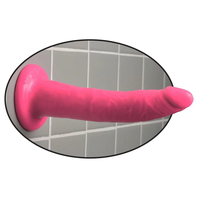 Dillio 7' Slim Pink - Dildo klasyczne na przyssawce, Różowy