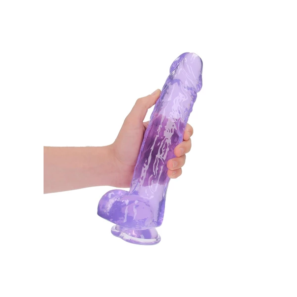 RealRock Realistic Dildo With Balls 10'/ 25,4 Cm - Dildo klasyczne na przyssawce, Fioletowy