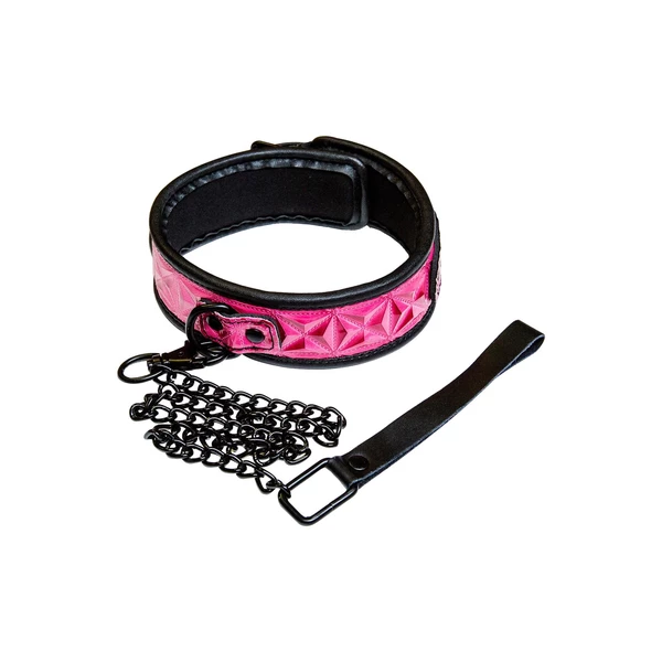 NS Novelties Collar Pink - Obroża ze smyczą