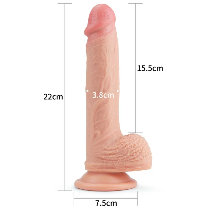 Lovetoy 8.5' Dual Layered Platinum Silicone Cock - Dildo klasyczne na przyssawce