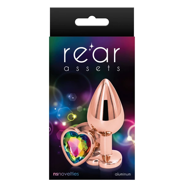 NS Novelties Rear Assets Rose Gold Heart M Multicolor - Korek analny z kamieniem ozdobnym