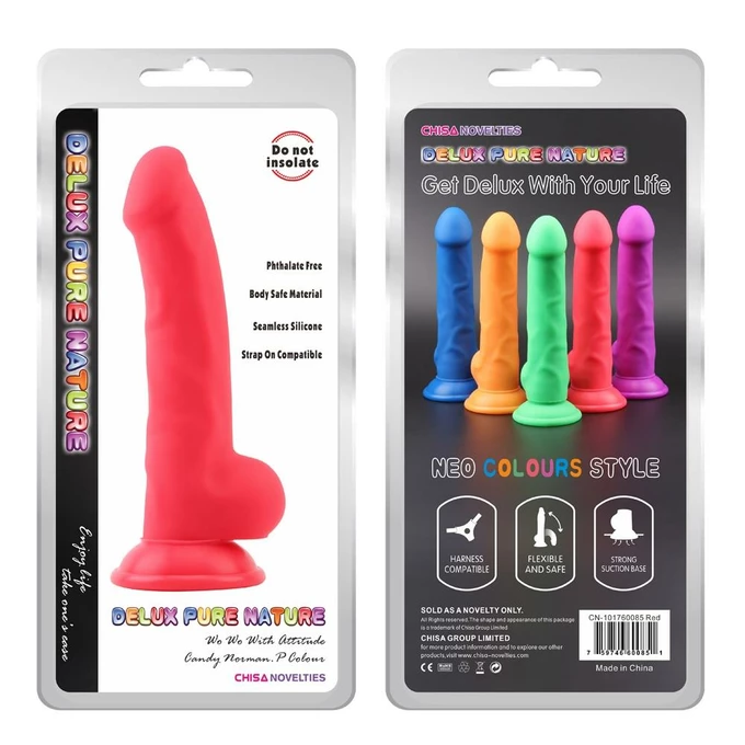 Deluxe Pure Nature Norman.P - Dildo klasyczne na przyssawce, Czerwony