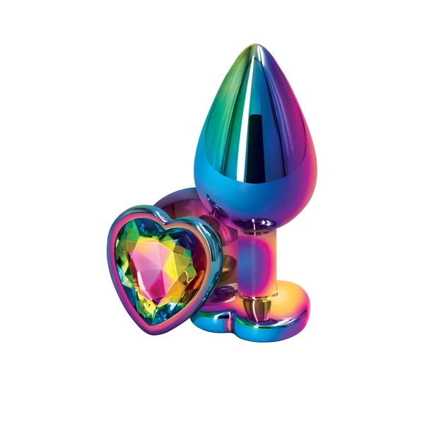 NS Novelties Rear Assets Mulitcolor Heart M Multicolor - Korek analny z kamieniem ozdobnym