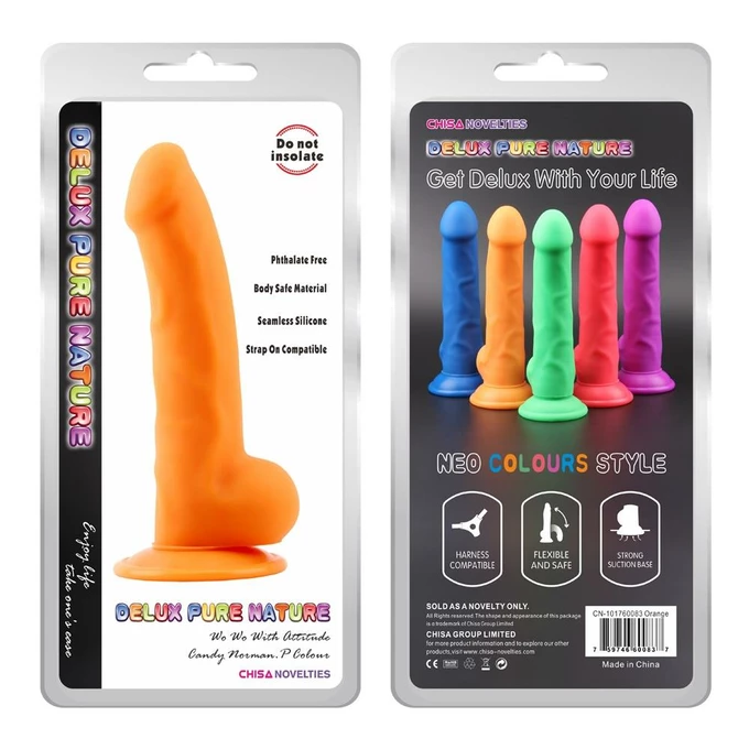 Deluxe Pure Nature Norman.P - Dildo klasyczne na przyssawce, Pomarańczowy