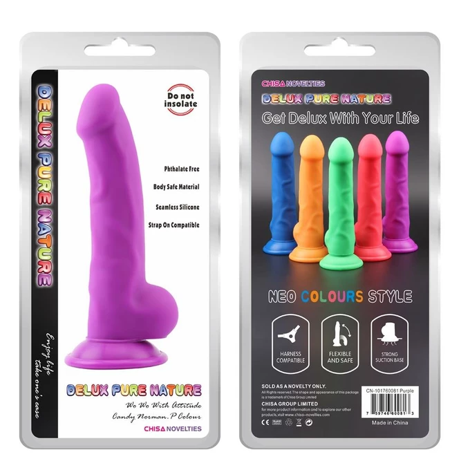 Deluxe Pure Nature Norman.P - Dildo klasyczne na przyssawce, Fioletowy