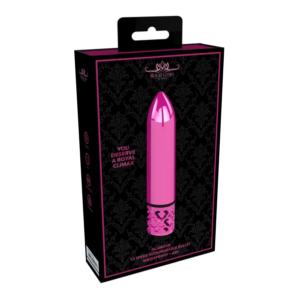 Royal Gems Glamour Rechargeable Abs Bullet Pink - Miniwibrator, Różowy