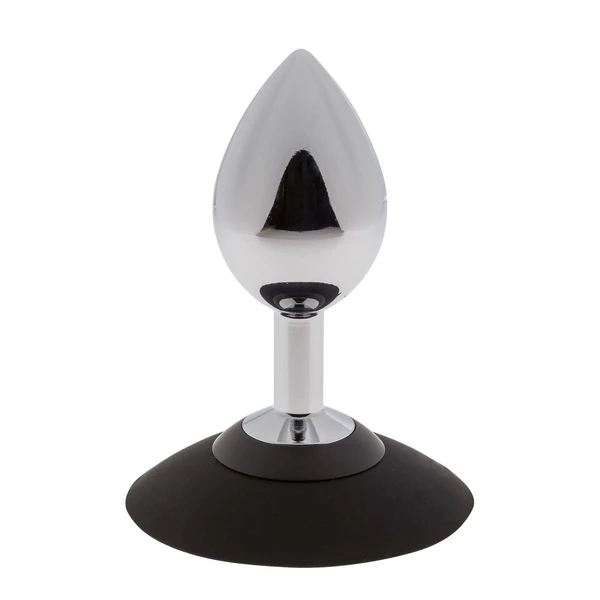 Malesation Alu Plug With Suction Cup Large, Chrome - Korek analny z przyssawką, Srebrny