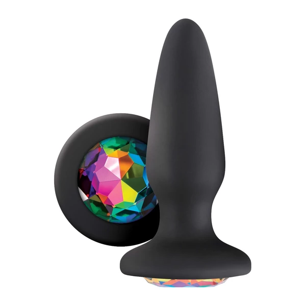 NS Novelties Glams Gem Plug Black - Korek analny z kryształem, Czarny