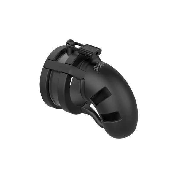 ManCage Model 18 Chastity 3.5' Sil Cage Ballsplitter Black - Pas cnoty