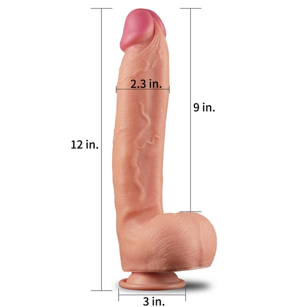 Lovetoy 12' Dual Layered Platinum Silicone Cock - Dildo klasyczne na przyssawce