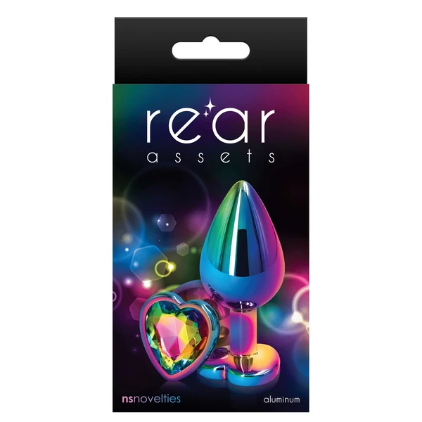 NS Novelties Rear Assets Mulitcolor Heart M Multicolor - Korek analny z kamieniem ozdobnym