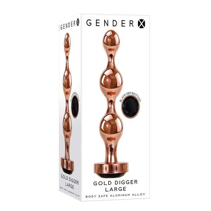 Gender X Gold Digger Large - Koraliki analne z kryształem