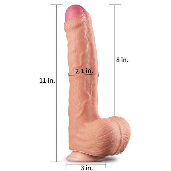 Lovetoy 11' Dual Layer Platinum Silicone Cock - Dildo klasyczne na przyssawce