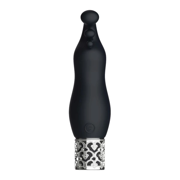 Royal Gems Exquisite Rechargeable Silicone Bullet Black - Wibrator punktowy, Czarny
