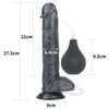 Lovetoy 11' Squirt Extreme Dildo Black - Dildo klasyczne na przyssawce z wytryskiem