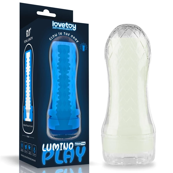 Lovetoy Lumino Play Ribbed - Masturbator klasyczny świecący w ciemności