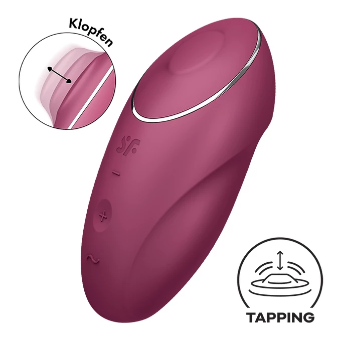 Satisfyer Tap &amp; Climax 1 Red - Vibrátor na klitoris, červený