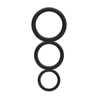 ShotsToys Round Cock Ring Set Black - Zestaw elastycznych pierścieni na penisa