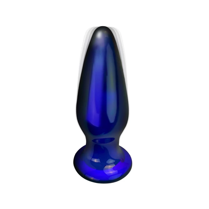 TOYJOY The Shining Glass Buttplug Blue - Szklany korek analny