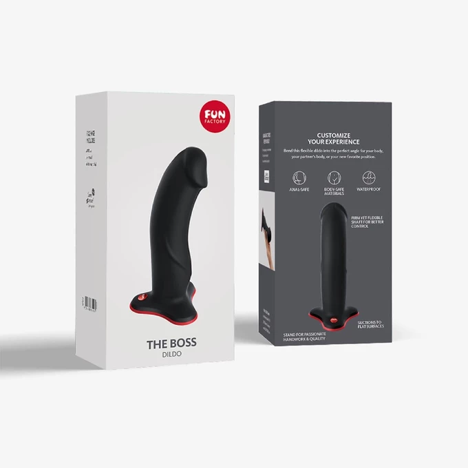 Fun Factory The Boss - Dildo 18 cm, čierna a červená s prísavkou