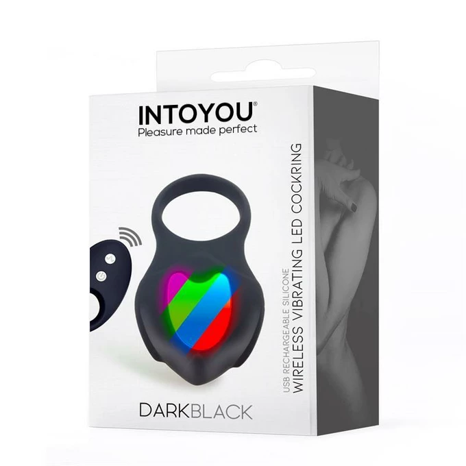 IntoYou Darkblack - Wibrujący pierścień erekcyjny, sterowany pilotem 