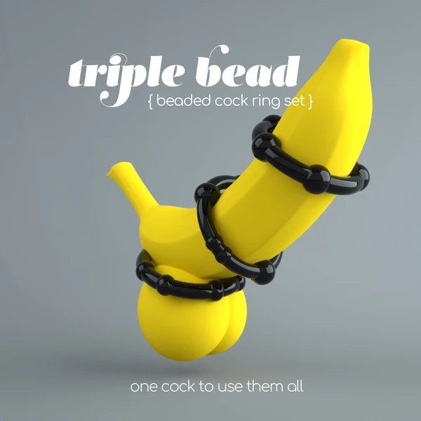 Crushious Triple bead - Sada troch erekčných krúžkov, čierne