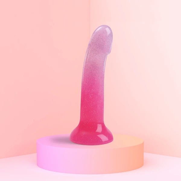 Love to Love Dildolls Sunrise - Klasické dildo s ružovými trblietkami