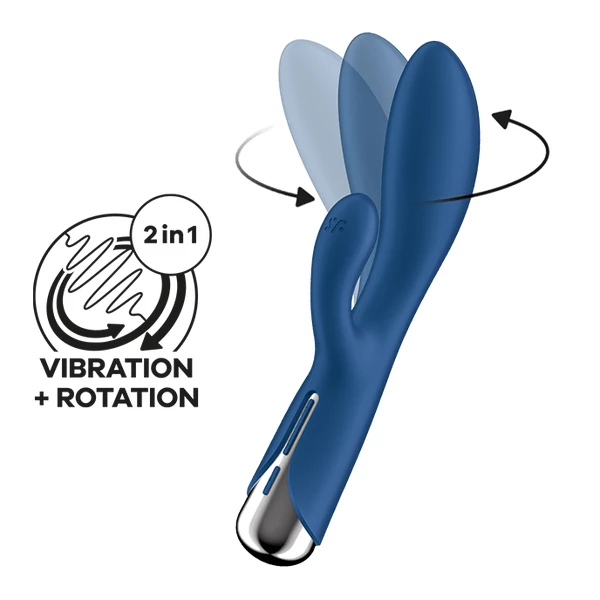 Satisfyer Spinning Rabbit 1 Blue - Vibrátor králiček s rotačnou funkciou, modrý