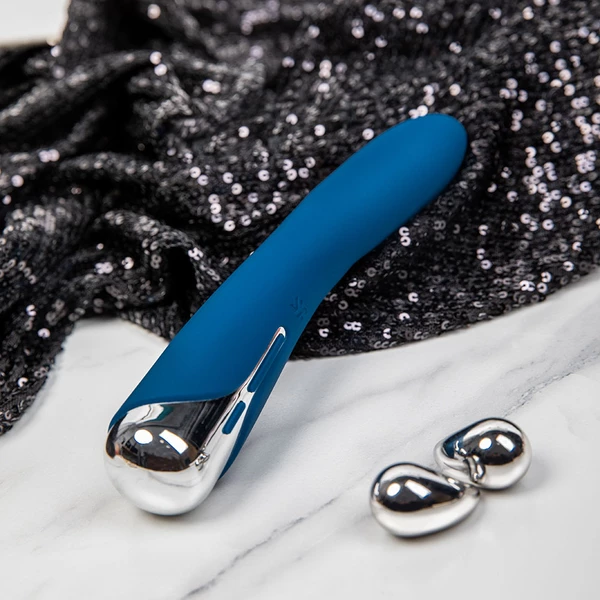Satisfyer Spinning Vibe Blue 1 - Klasický vibrátor s rotačnou funkciou, modrý