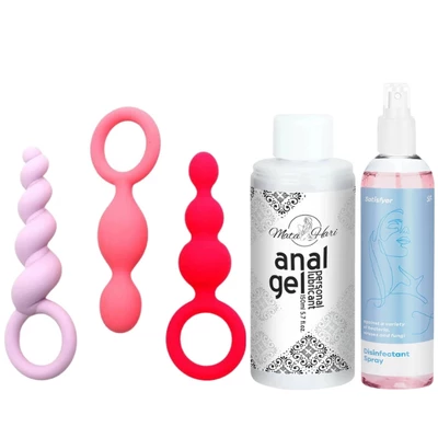 Zestaw Satisfyer Zestaw korków analnych, kolorowy + lubrykant + spray dezynfekujący