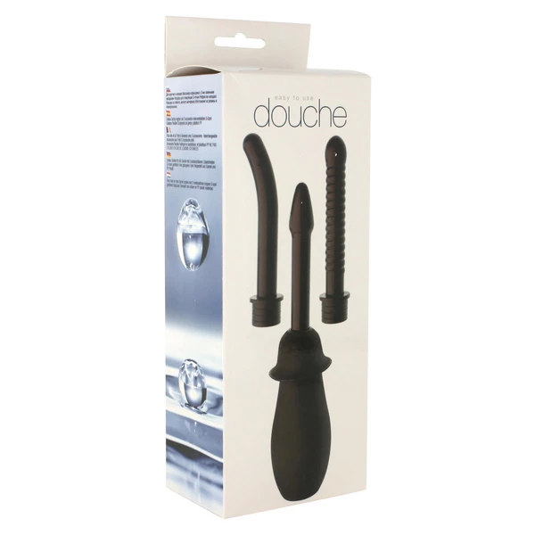 Seven Creations Anal Douche Kit Black - Gruszka do lewatywy z różnymi końcówkami