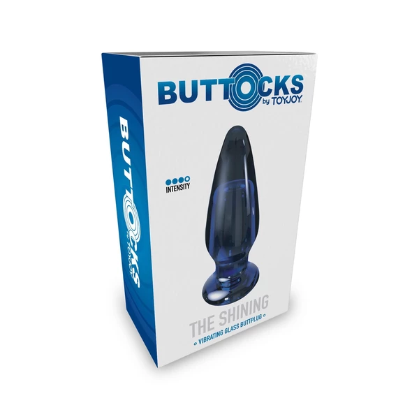 TOYJOY The Shining Glass Buttplug Blue - Szklany korek analny