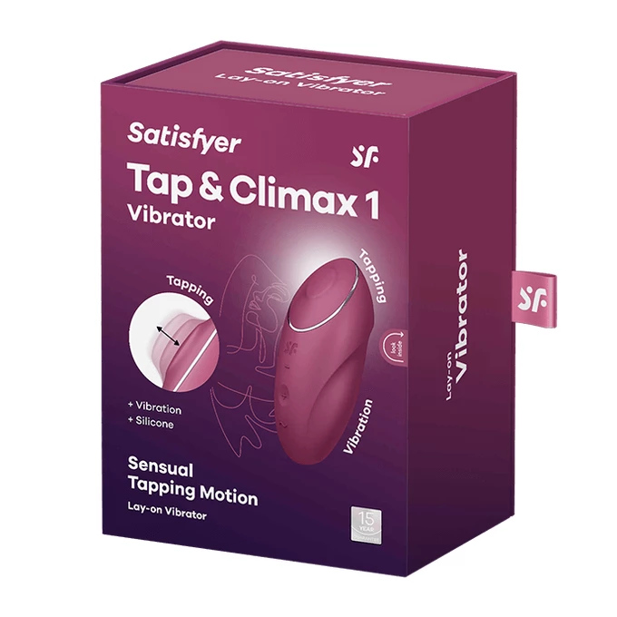 Satisfyer Tap &amp; Climax 1 Red - Vibrátor na klitoris, červený