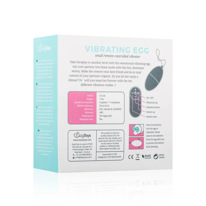 Easy Toys Vibrating Egg - Vibračné vajíčko na diaľkové ovládanie, ružové