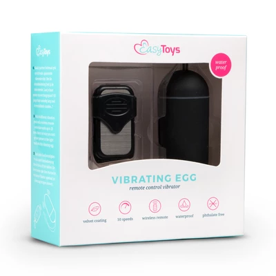 Easy Toys Vibration Egg - Vibračné vajíčko s diaľkovým ovládaním, čierne