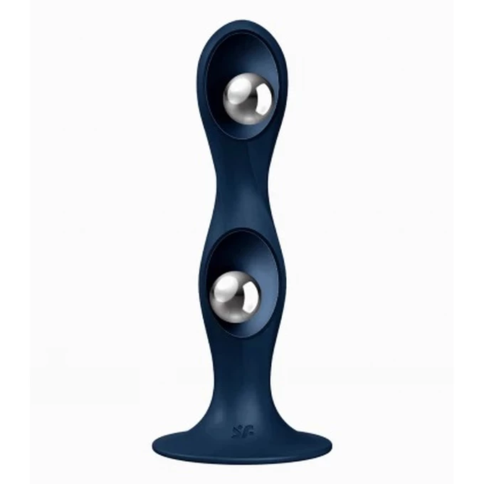 Satisfyer Double Ball-R - Klasické dildo s prísavkou, modré