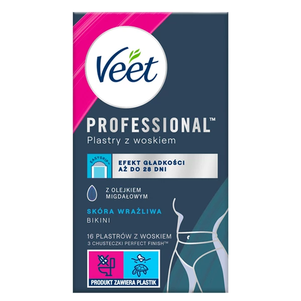 Veet Professional - Depilačné pásiky s voskom na bikini, pre citlivú pokožku, 16 ks