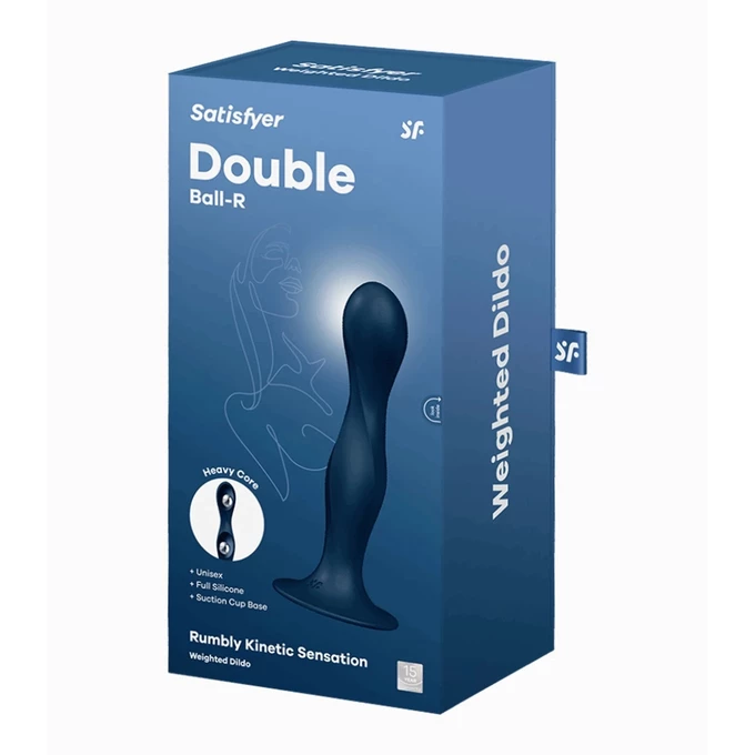 Satisfyer Double Ball-R - Klasické dildo s prísavkou, modré