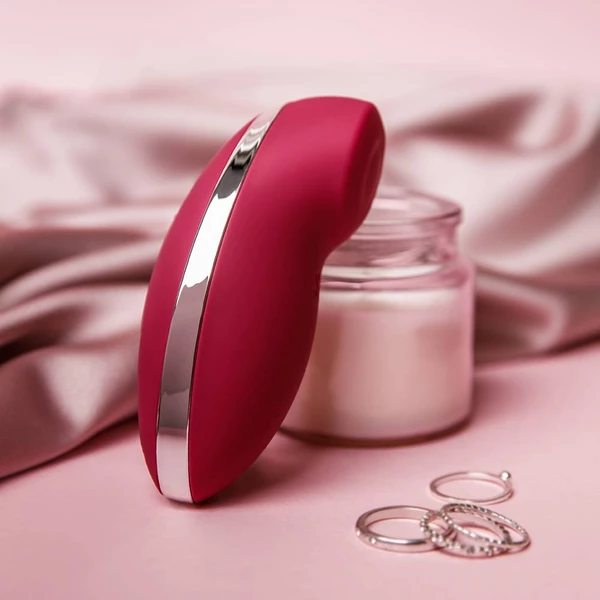 Satisfyer Tap &amp; Climax 2 Red - Klitorisový vibrátor, červený