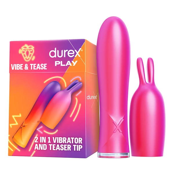 Durex Play 2v1 Tease &amp; Play - Vibrátor s koncovkou na stimuláciu