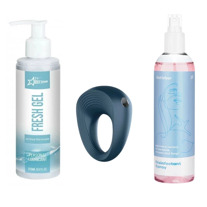 Sada Vibračný krúžok Satisfyer Ring 2 - erekcia + lubrikant + dezinfekčný sprej