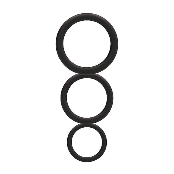 ShotsToys Round Cock Ring Set Black - Zestaw elastycznych pierścieni na penisa