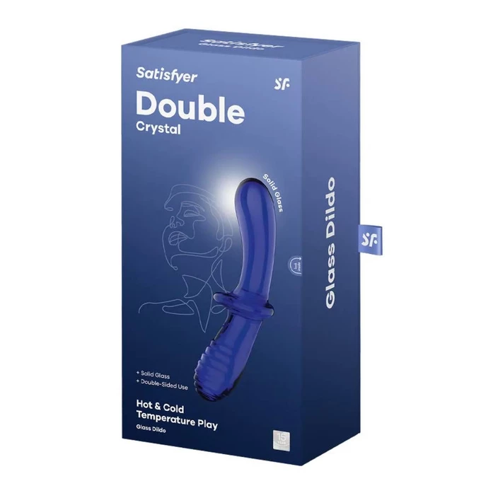 Satisfyer Double Crystal - Obojstranné dildo, modré