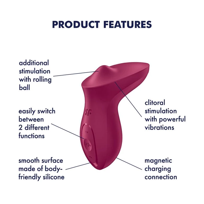 Satisfyer Exciterrr Berry - Vibrátor typu Lay-On, s pohyblivou guľôčkou stimulujúcou klitoris