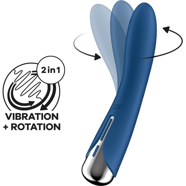 Satisfyer Spinning Vibe Blue 1 - Klasický vibrátor s rotačnou funkciou, modrý