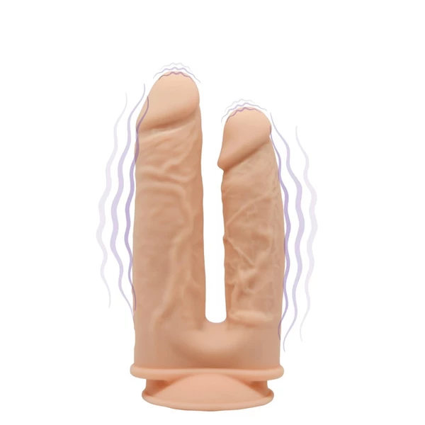 Silexd Model 1 (8 7') Flesh Box Motor + Lrs - Podwójne wibrujące dildo na przyssawce